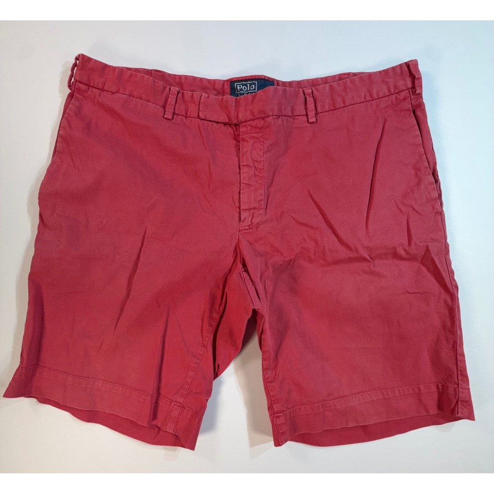 Polo Ralph Lauren Mens Red Chino Shorts Size 38 Italian Fabric Stretch Twill